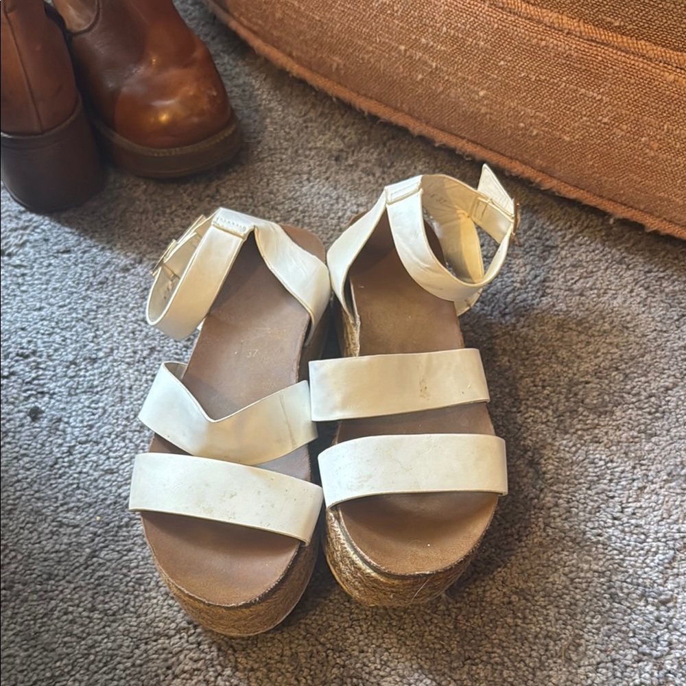 Women's Cream Platform Sandals